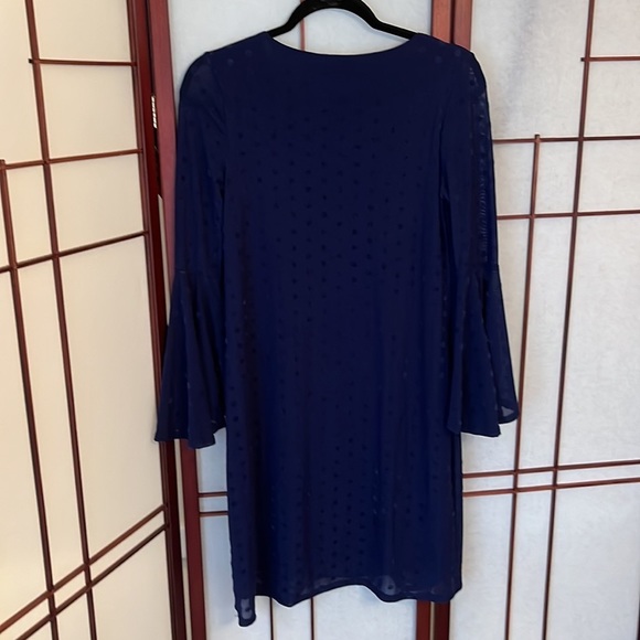 Siren Lily Navy Size Small Shift A-Line Lined Dress with Bell Sleeves in EUC - Picture 3 of 7